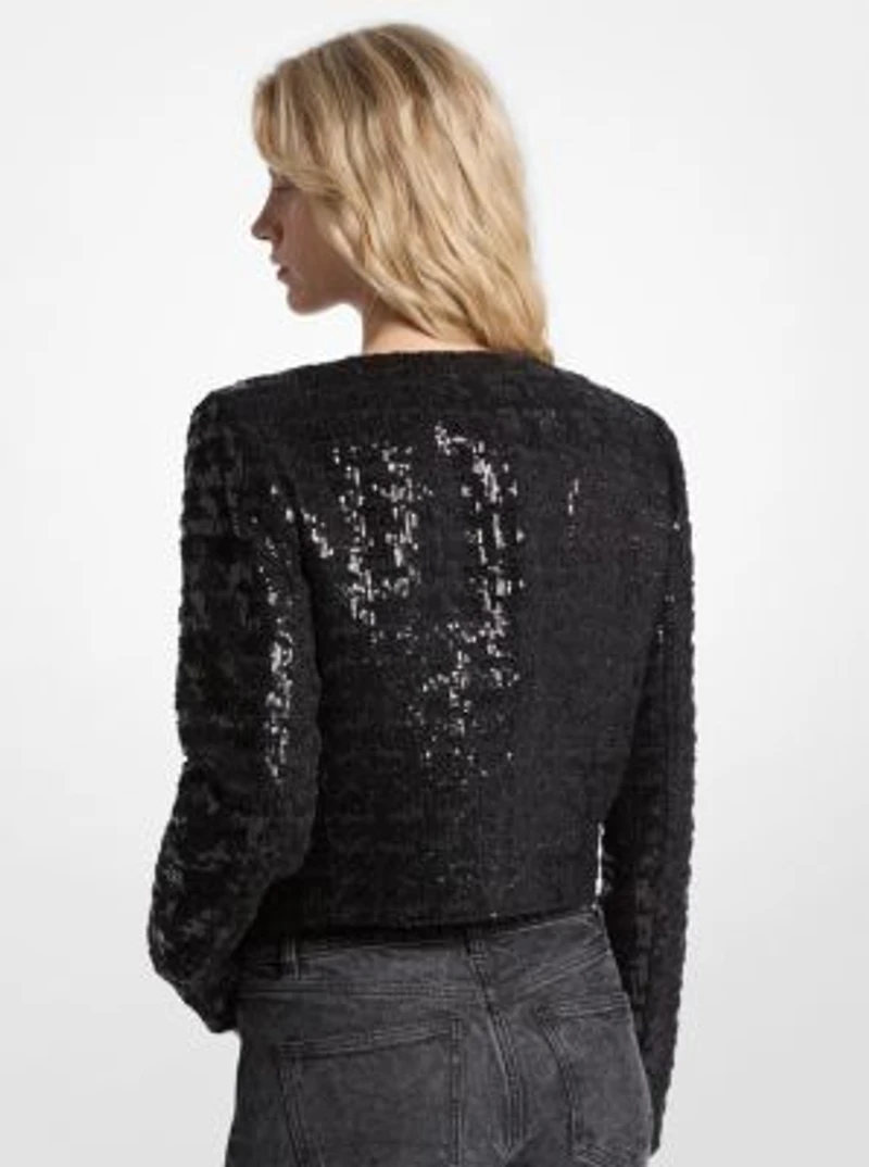 Sequined Tweed Cropped Jacket