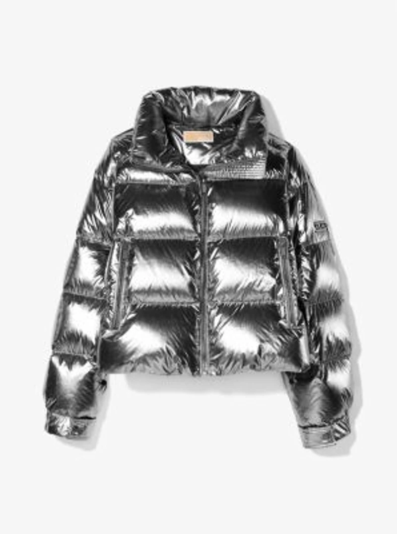 Metallic Nylon Ciré Puffer Jacket