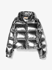 Metallic Nylon Ciré Puffer Jacket