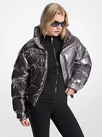 Metallic Nylon Ciré Puffer Jacket