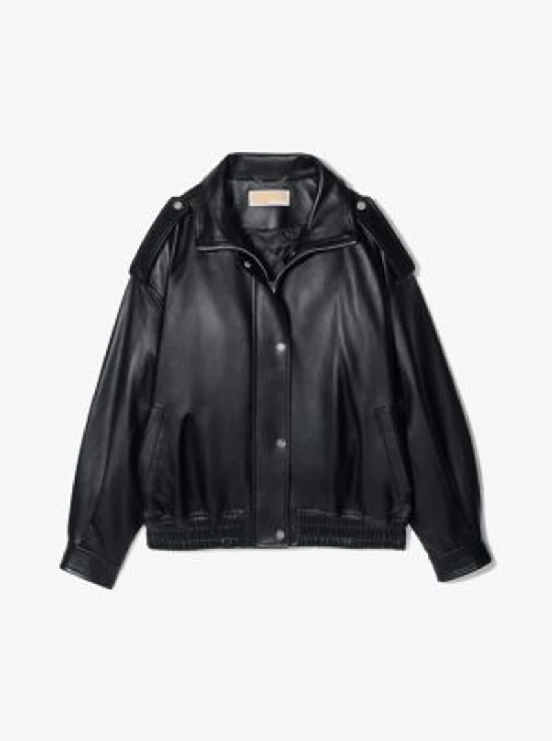 Oversized Leather Blouson Jacket
