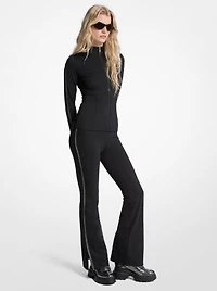 Logo Tape Stretch Nylon Flared Leggings