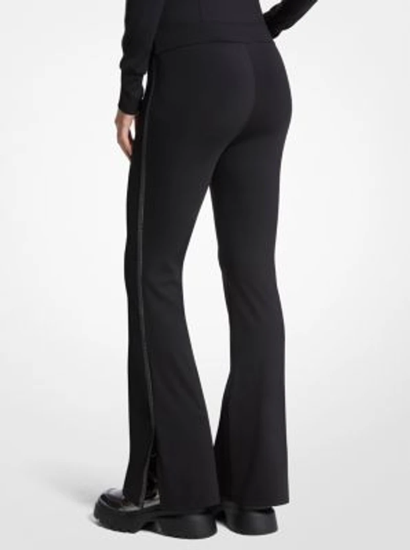 Logo Tape Stretch Nylon Flared Leggings