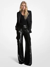 Sequined Georgette Cargo Pants