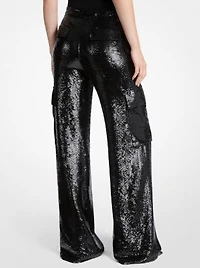 Sequined Georgette Cargo Pants
