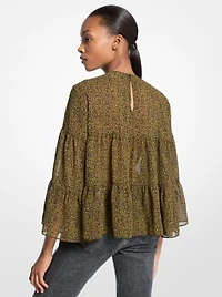 Paisley Print Georgette Tiered Blouse