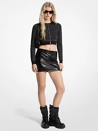 Metallic Logo Jacquard Cropped Zip-Up Cardigan