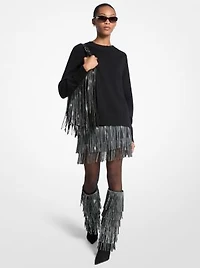 Studded Fringe Mini Skirt