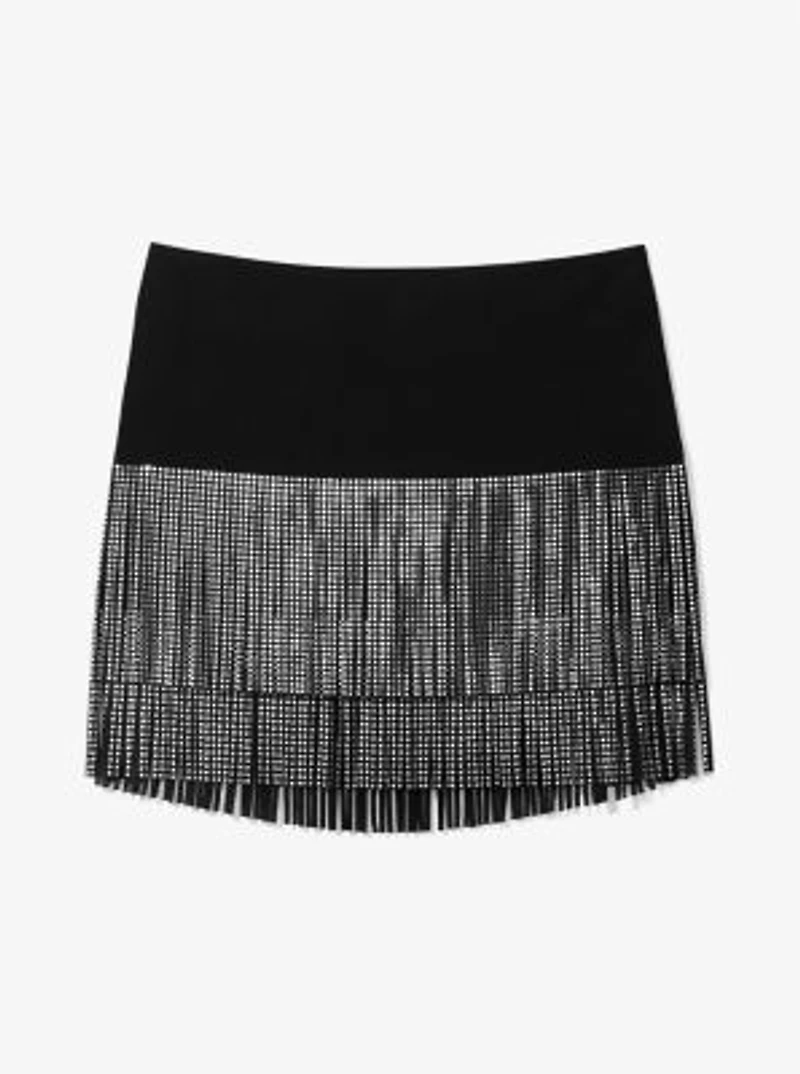 Studded Fringe Mini Skirt