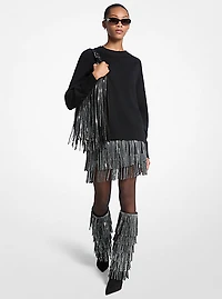 Studded Fringe Mini Skirt