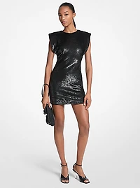 Sequined Knit Mini Dress
