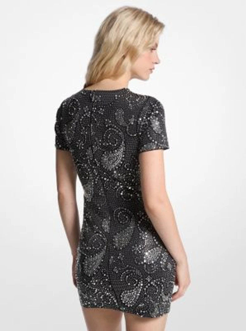 Studded Paisley Scuba Mini Dress