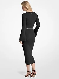 Wool Blend Belted Midi Dress