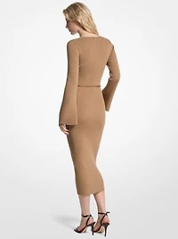 Wool Blend Belted Midi Dress