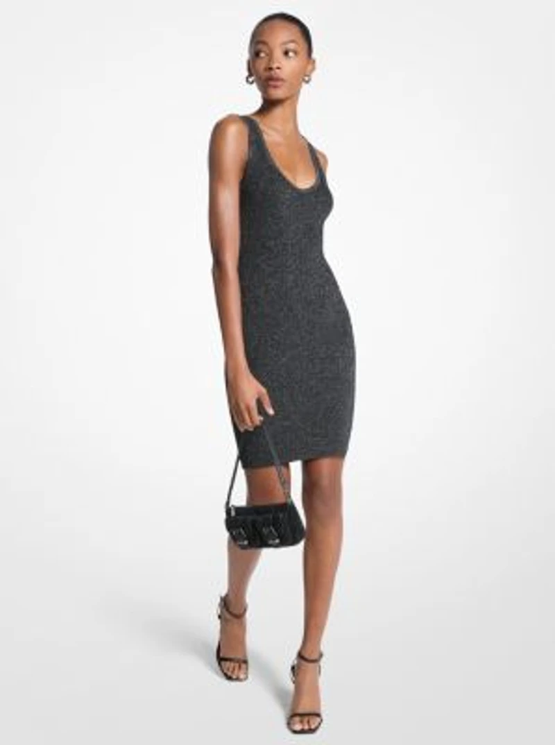 Metallic Ribbed Knit Tank Dress