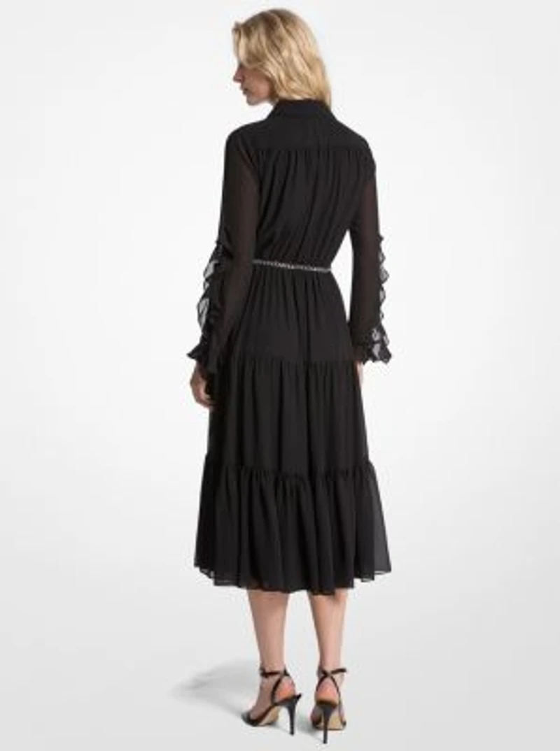 Ruffled Georgette Midi Dress