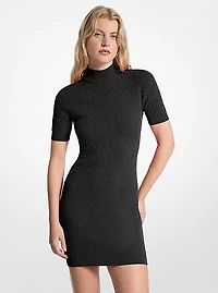 Logo Jacquard Knit Mock Neck Dress