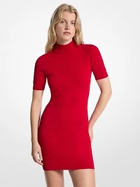 Logo Jacquard Knit Mock Neck Dress