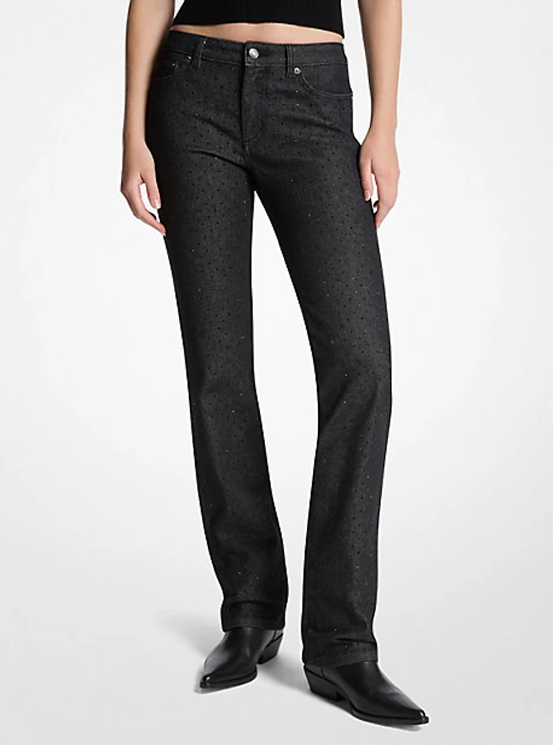 Studded Stretch Denim Cigarette Jeans