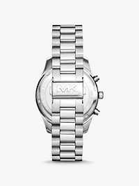 Oversized Lexington Silver-Tone Watch and Crocodile-Embossed Leather Card Case Gift Set