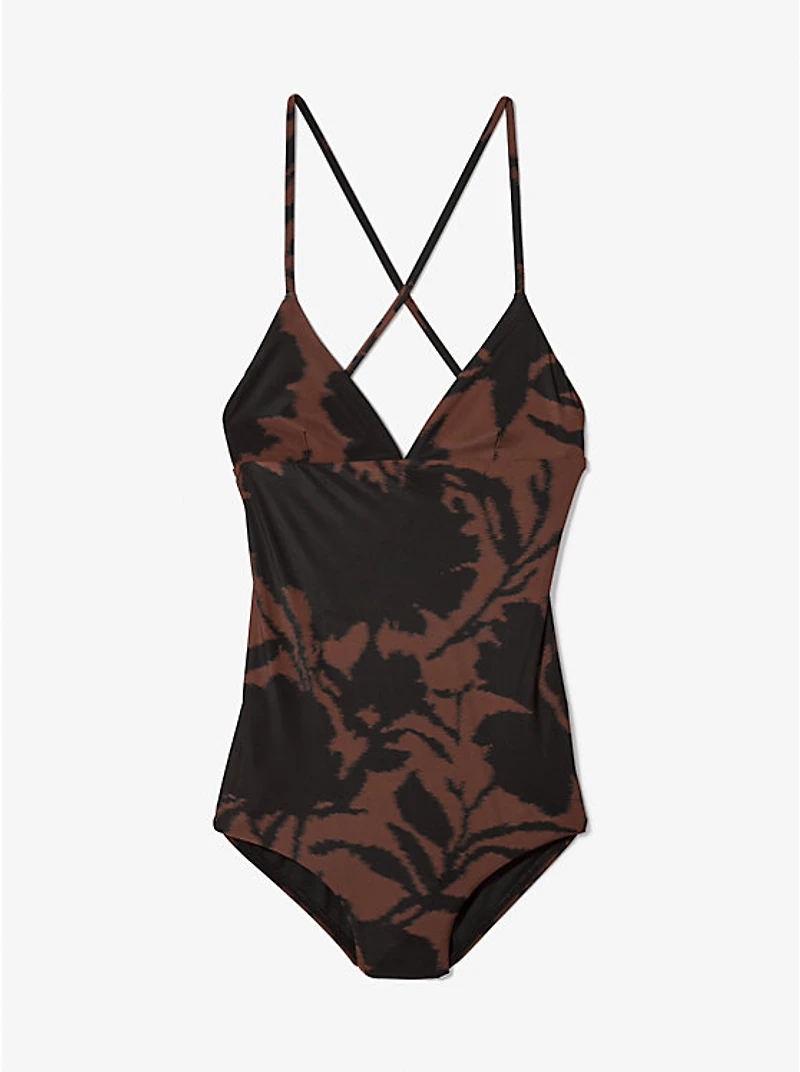Floral Chiné Crepe Crossback Swimsuit
