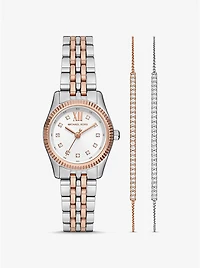 Lexington Pavé Two-Tone Watch and Slider Bracelet Gift Set