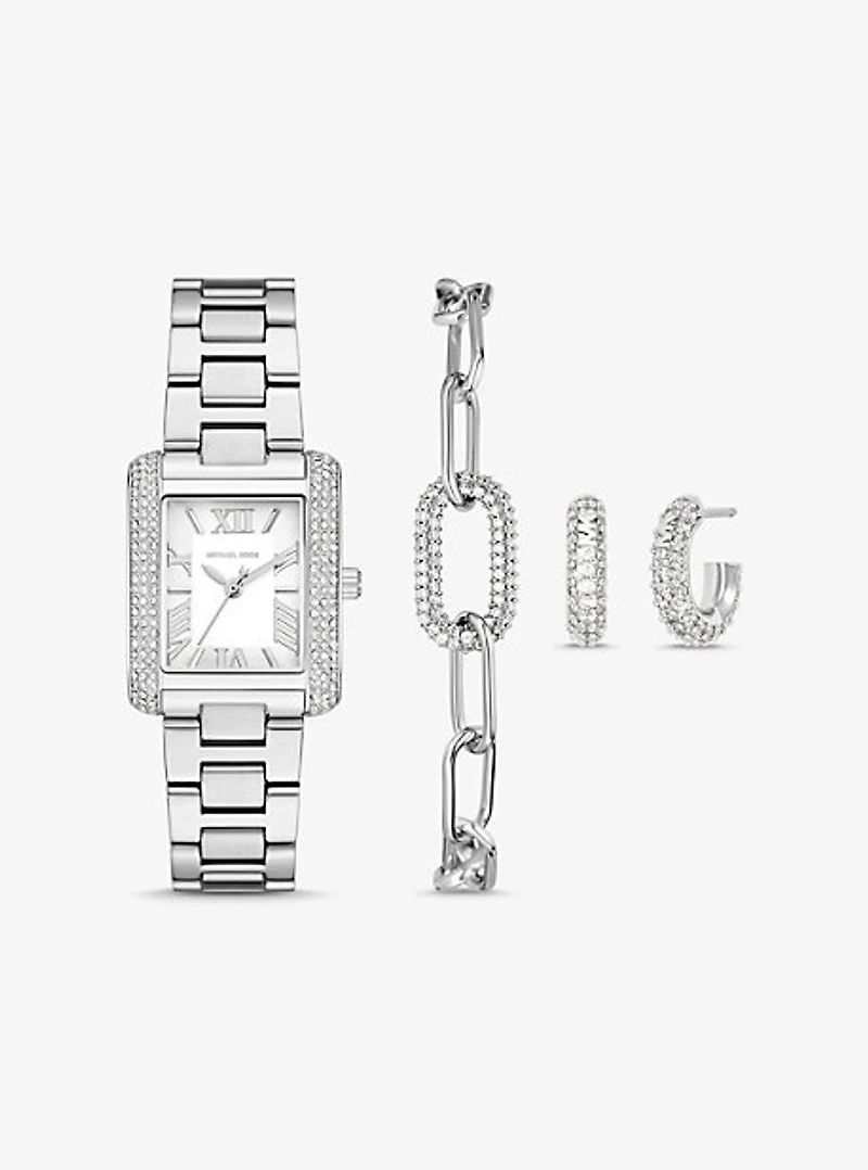 Petite Emery Silver-Tone Watch and Jewelry Gift Set