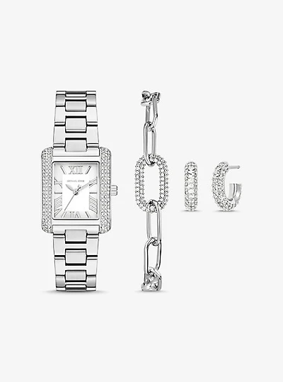 Petite Emery Silver-Tone Watch and Jewelry Gift Set