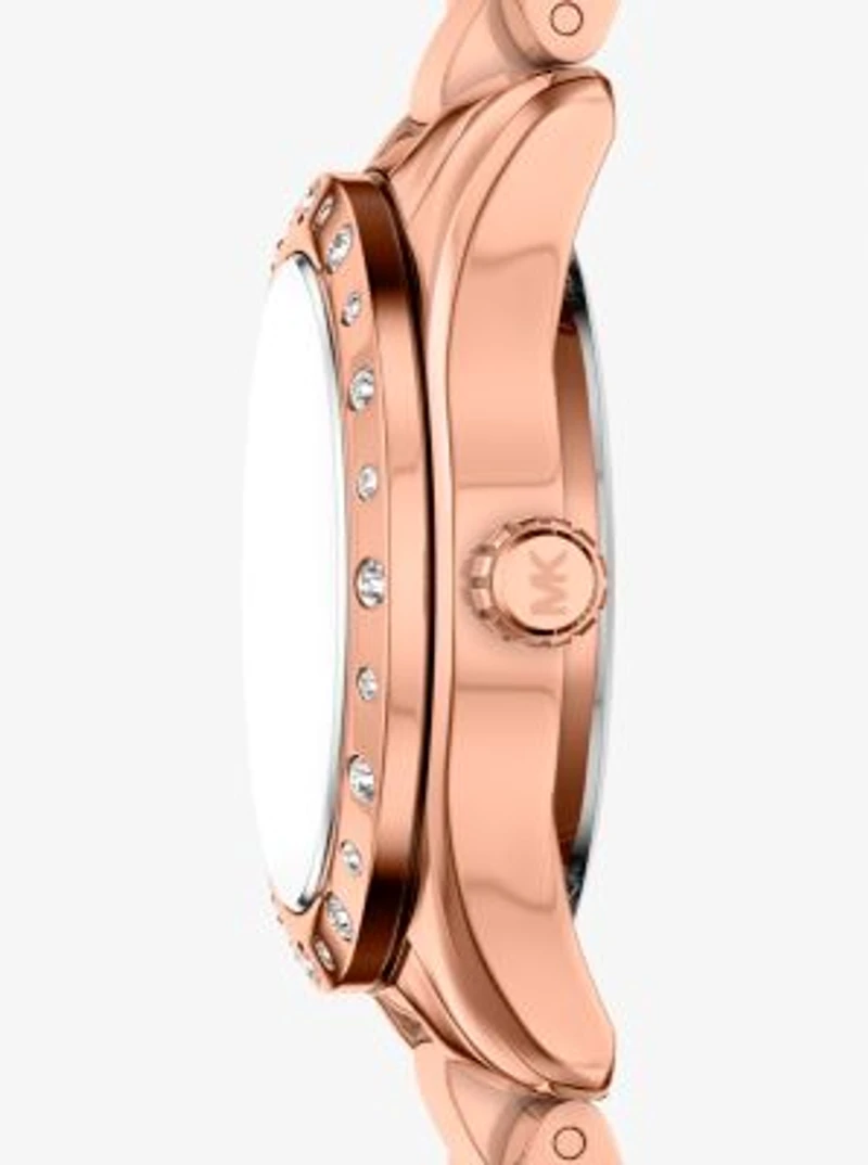 Petite Lexington Pavé Rose Gold-Tone Watch and Heart Bracelet Gift Set