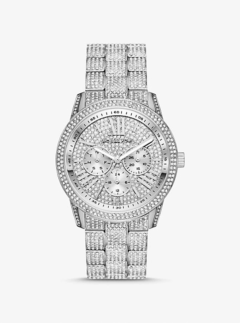 Oversized Brynn Pavé Silver-Tone Watch