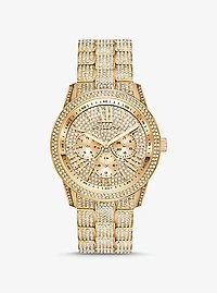 Oversized Brynn Pavé Gold-Tone Watch