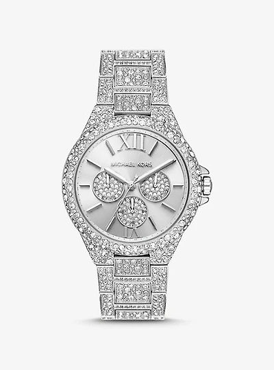 Oversized Camille Pavé Silver-Tone Watch