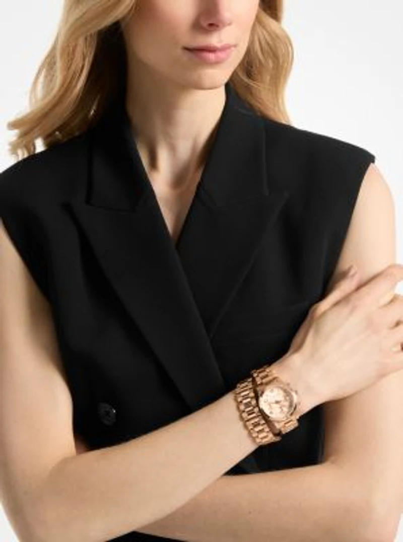 Runway Rose Gold-Tone Wrap Watch