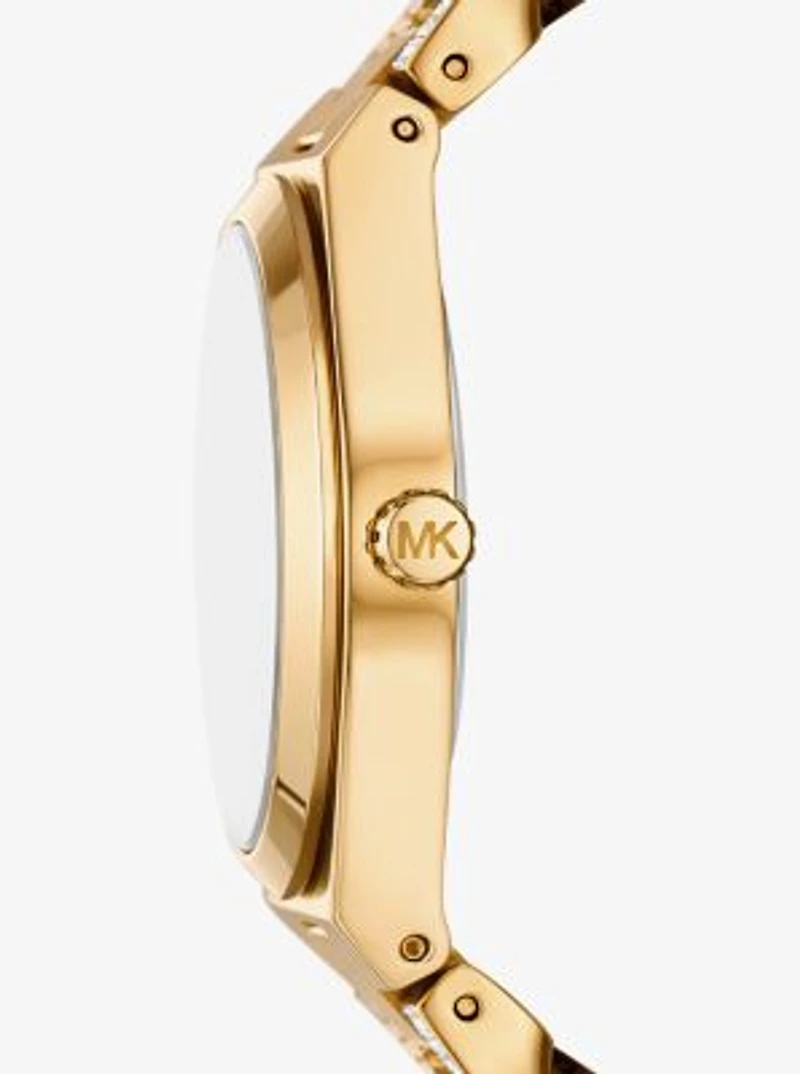Lennox Pavé Gold-Tone Curb-Link Watch