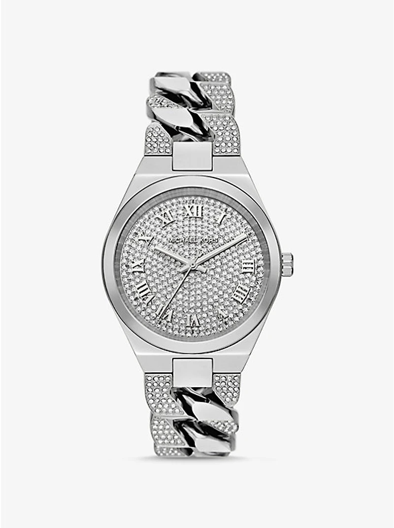 Lennox Pavé Silver-Tone Curb-Link Watch