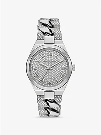 Lennox Pavé Silver-Tone Curb-Link Watch
