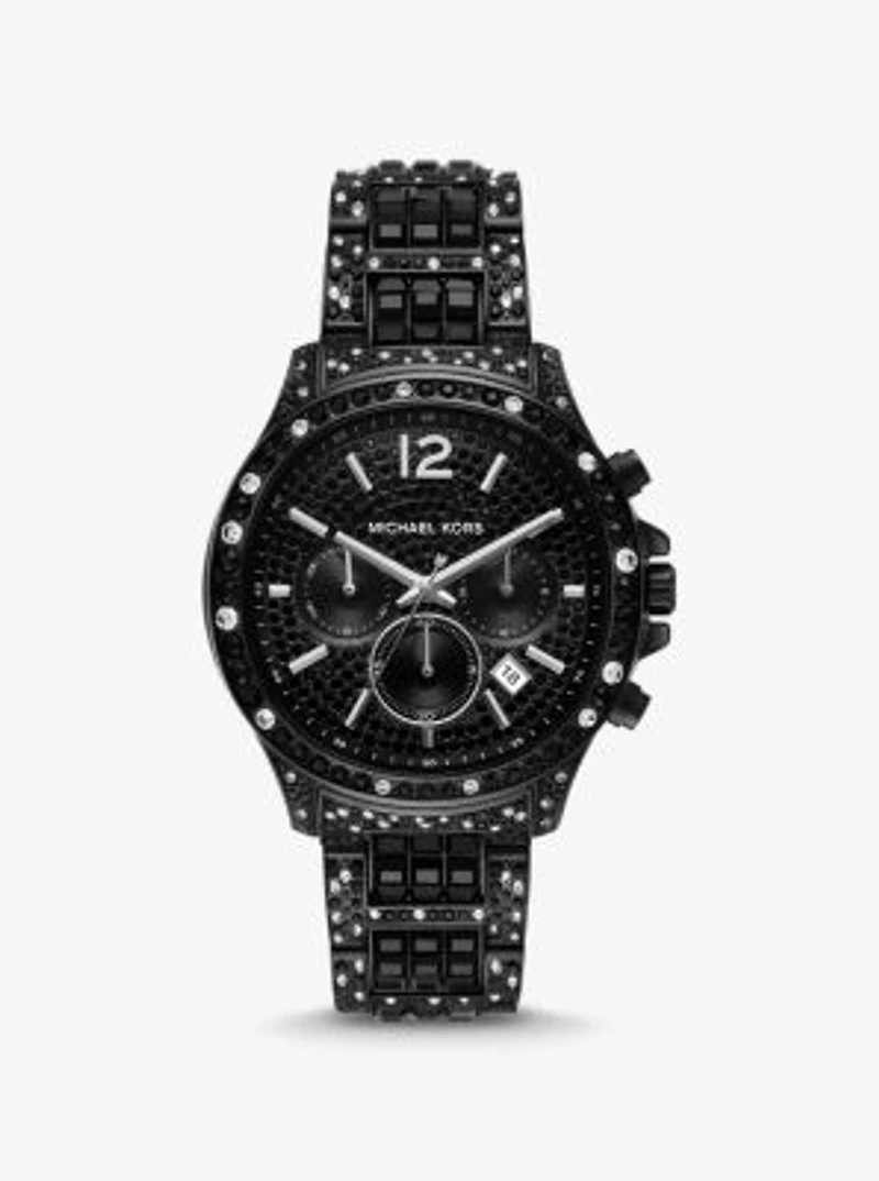 Limited-Edition Oversized Sage Pavé Black-Tone Watch