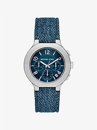 Oversized Gramercy Silver-Tone Denim Watch