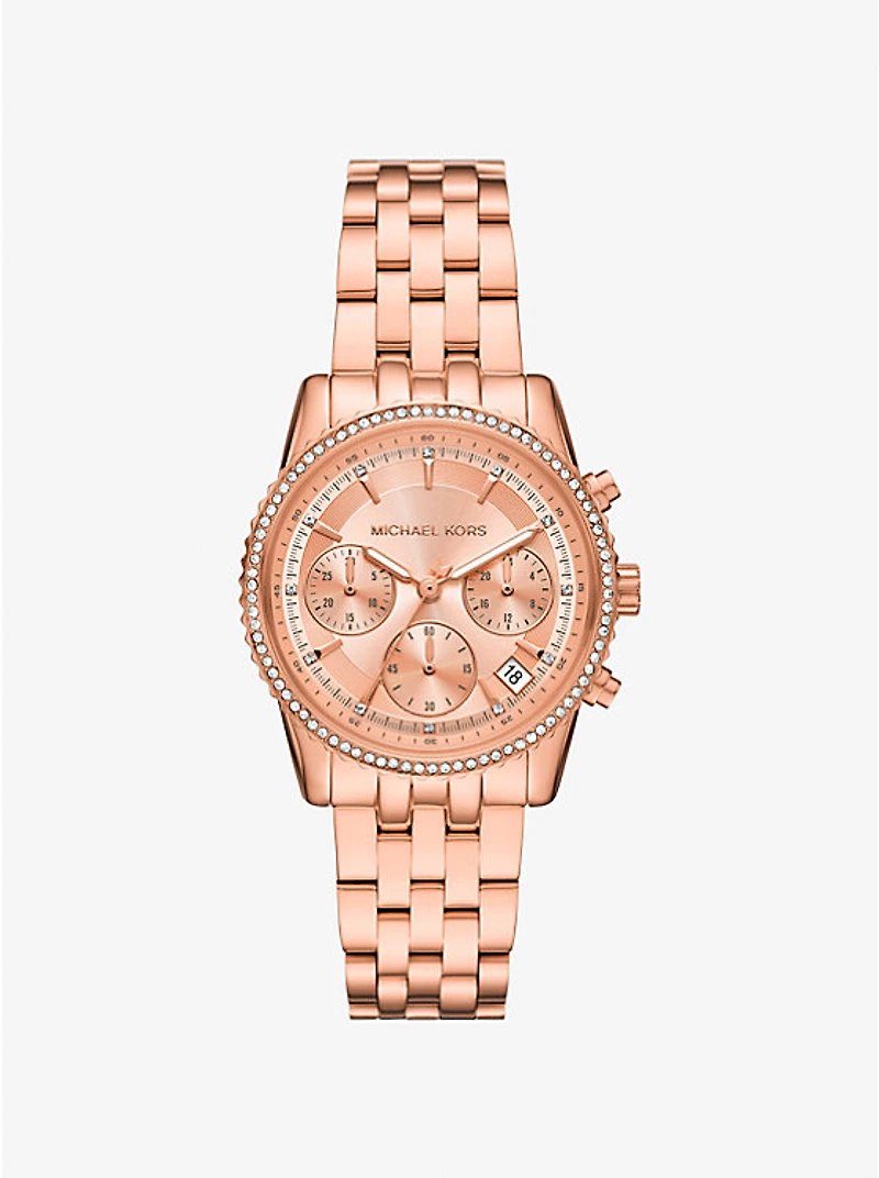 Mini Bryant Pavé Rose Gold-Tone Watch