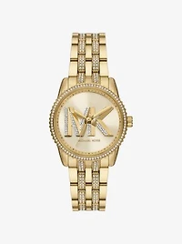 Mini Bryant Pavé Logo Gold-Tone Watch