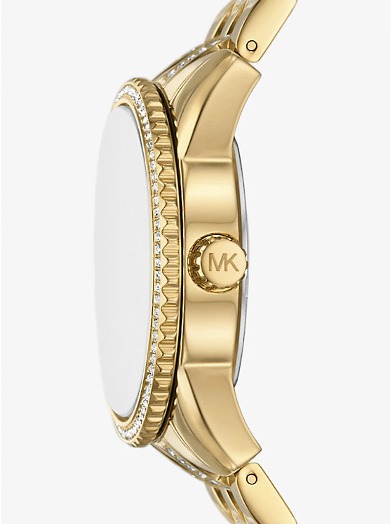 Mini Bryant Pavé Logo Gold-Tone Watch