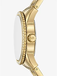 Mini Bryant Pavé Logo Gold-Tone Watch