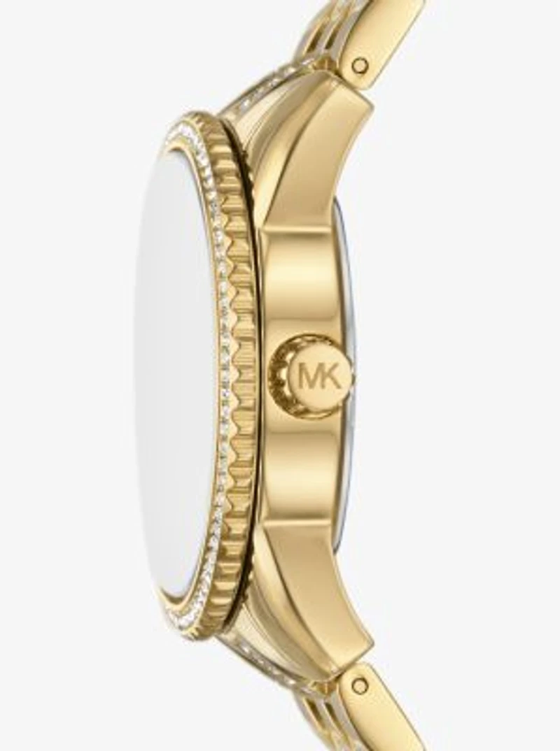 Mini Bryant Pavé Logo Gold-Tone Watch