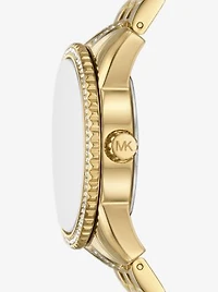Mini Bryant Pavé Logo Gold-Tone Watch