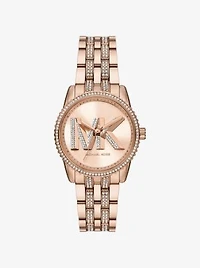 Mini Bryant Pavé Logo Rose Gold-Tone Watch