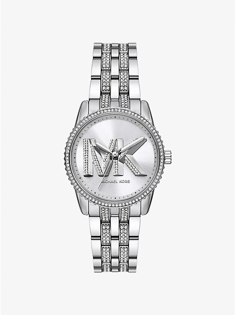 Mini Bryant Pavé Logo Silver-Tone Watch