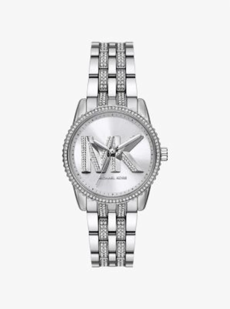 Mini Bryant Pavé Logo Silver-Tone Watch