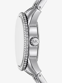 Mini Bryant Pavé Logo Silver-Tone Watch