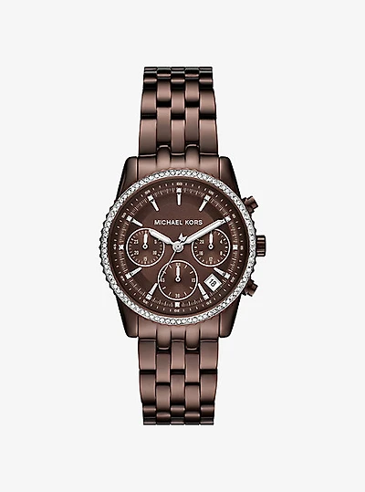 Mini Bryant Pavé Brown-Tone Watch