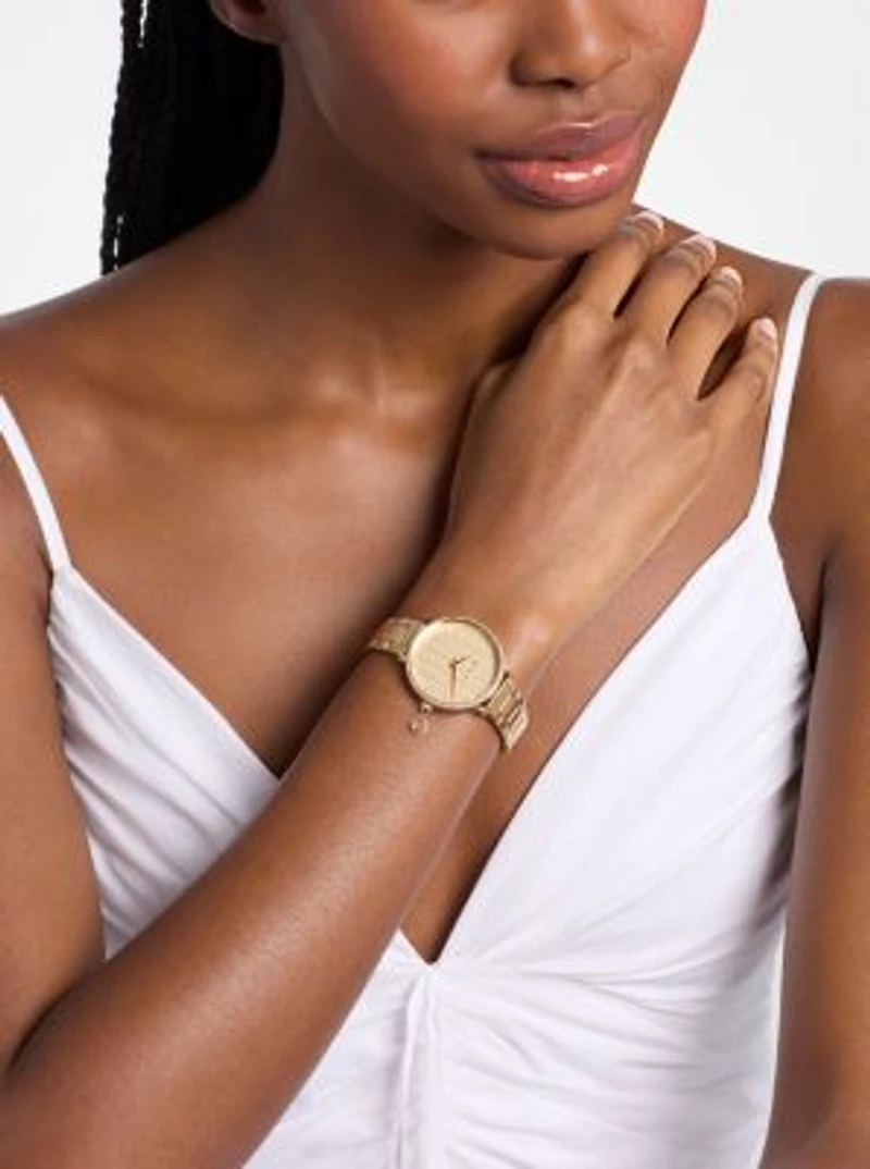 Mini Pyper Pavé Gold-Tone Watch